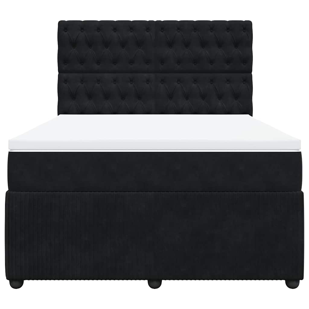 vidaXL Boxspring met matras fluweel zwart 160x200 cm, foto 4