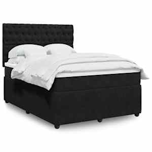 Box spring postelja z vzmetnico črna 160x200 cm žamet