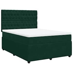 Box spring postel s matrací tmavě zelená 160x200 cm samet - obrázek 2