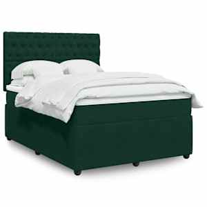 Box spring postelja z vzmetnico temno zelena 160x200 cm žamet