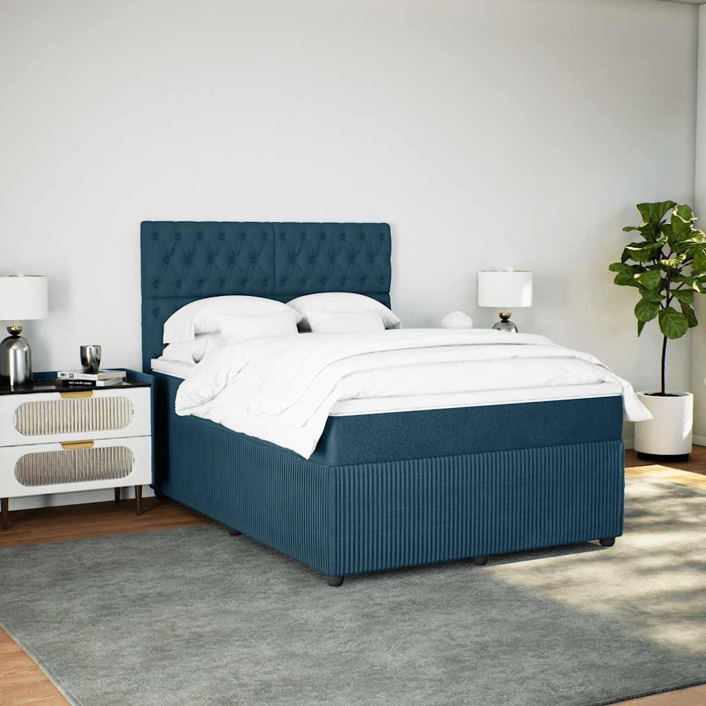 vidaXL Boxspring met matras fluweel donkerblauw 160x200 cm blauw, foto 2