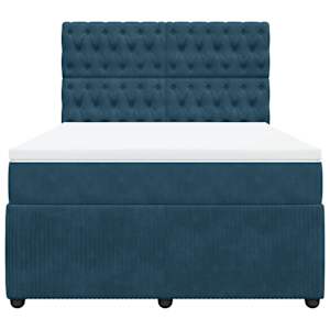 Box spring postel s matrací tmavě modrá 160x200 cm samet - obrázek 4