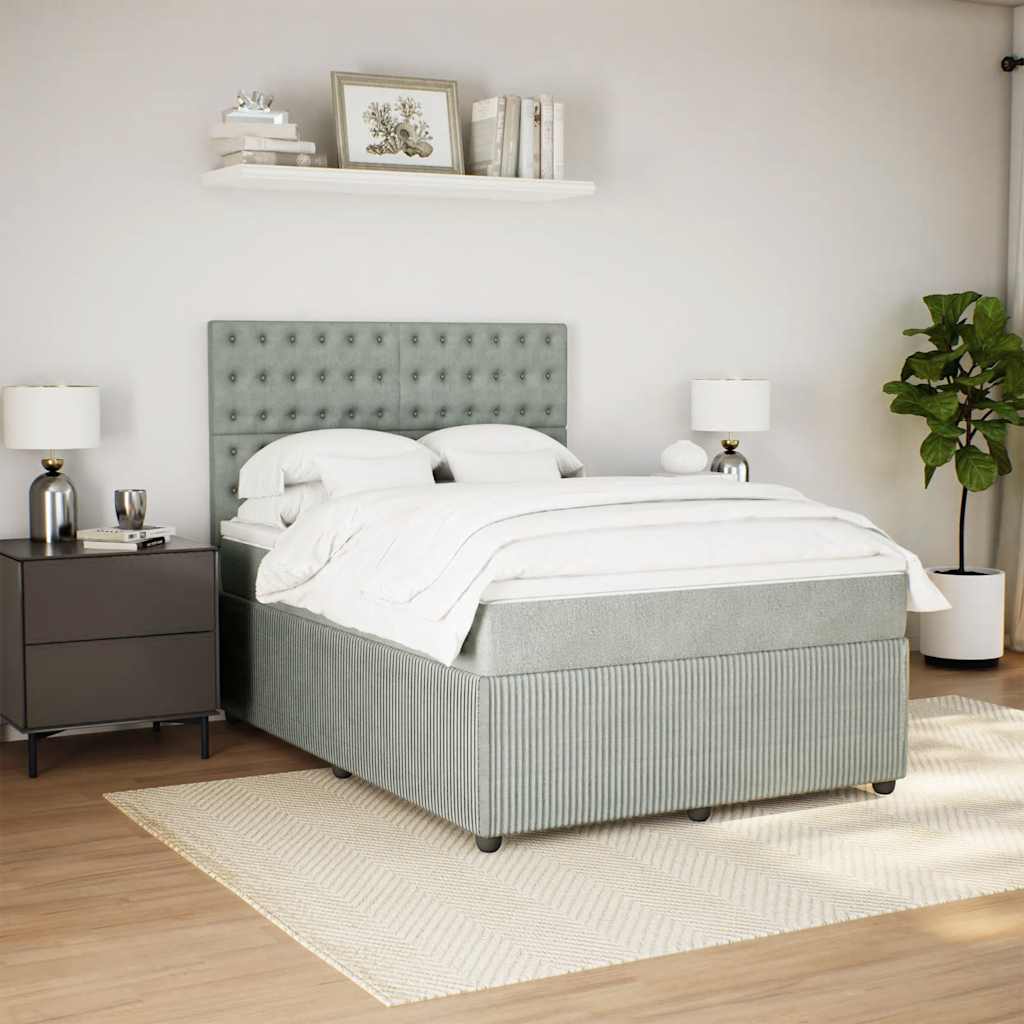 vidaXL Boxspring met matras fluweel lichtgrijs 160x200 cm afbeelding