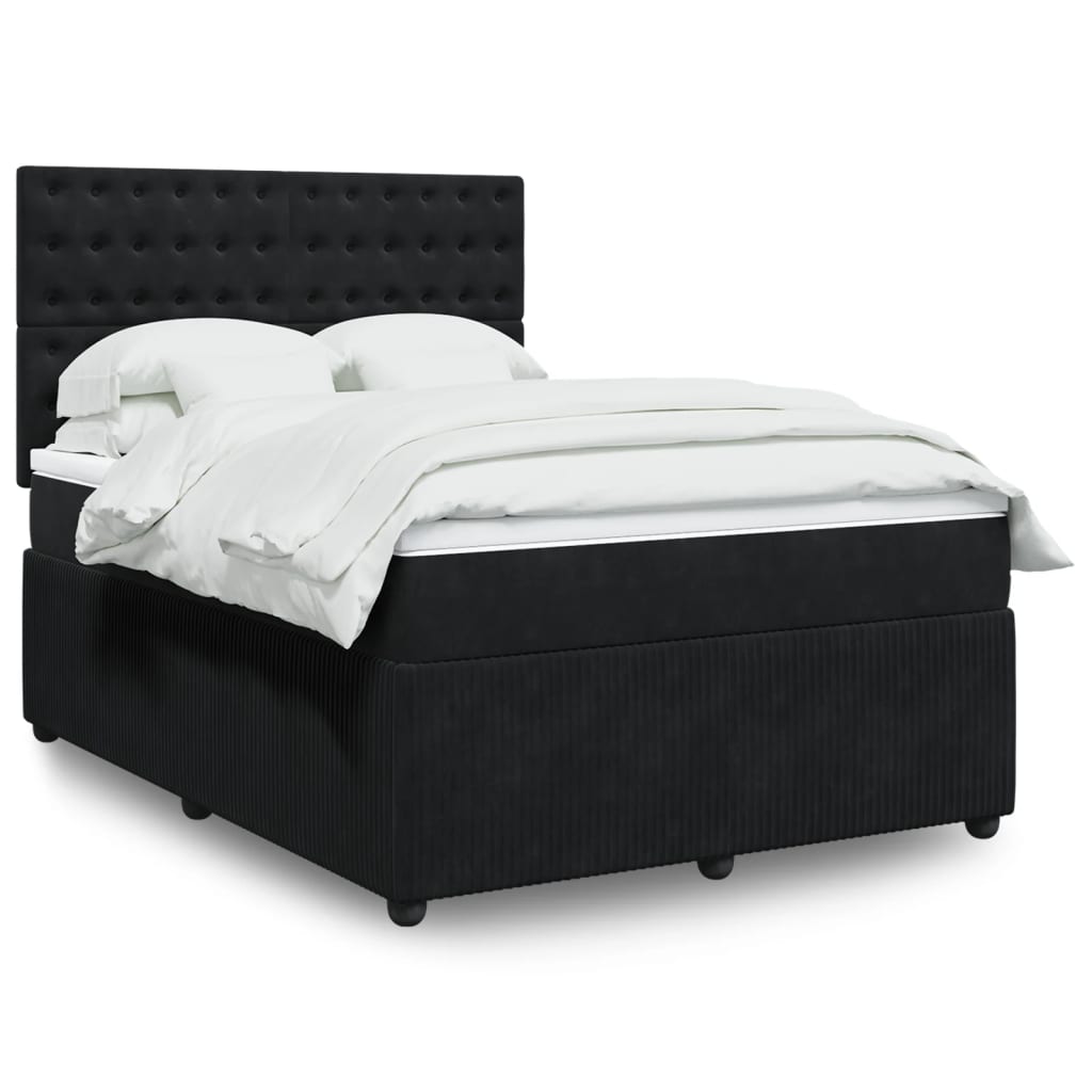 Boxspringbett mit Matratze Schwarz 160×200 cm Samt