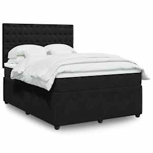 Box spring postelja z vzmetnico črna 160x200 cm žamet