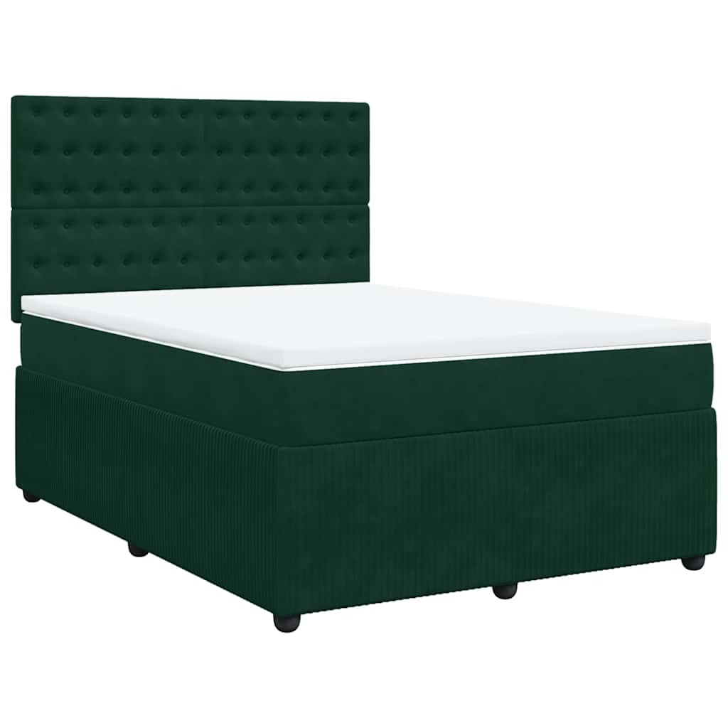 vidaXL Boxspring met matras fluweel donkergroen 160x200 cm groen, foto 3