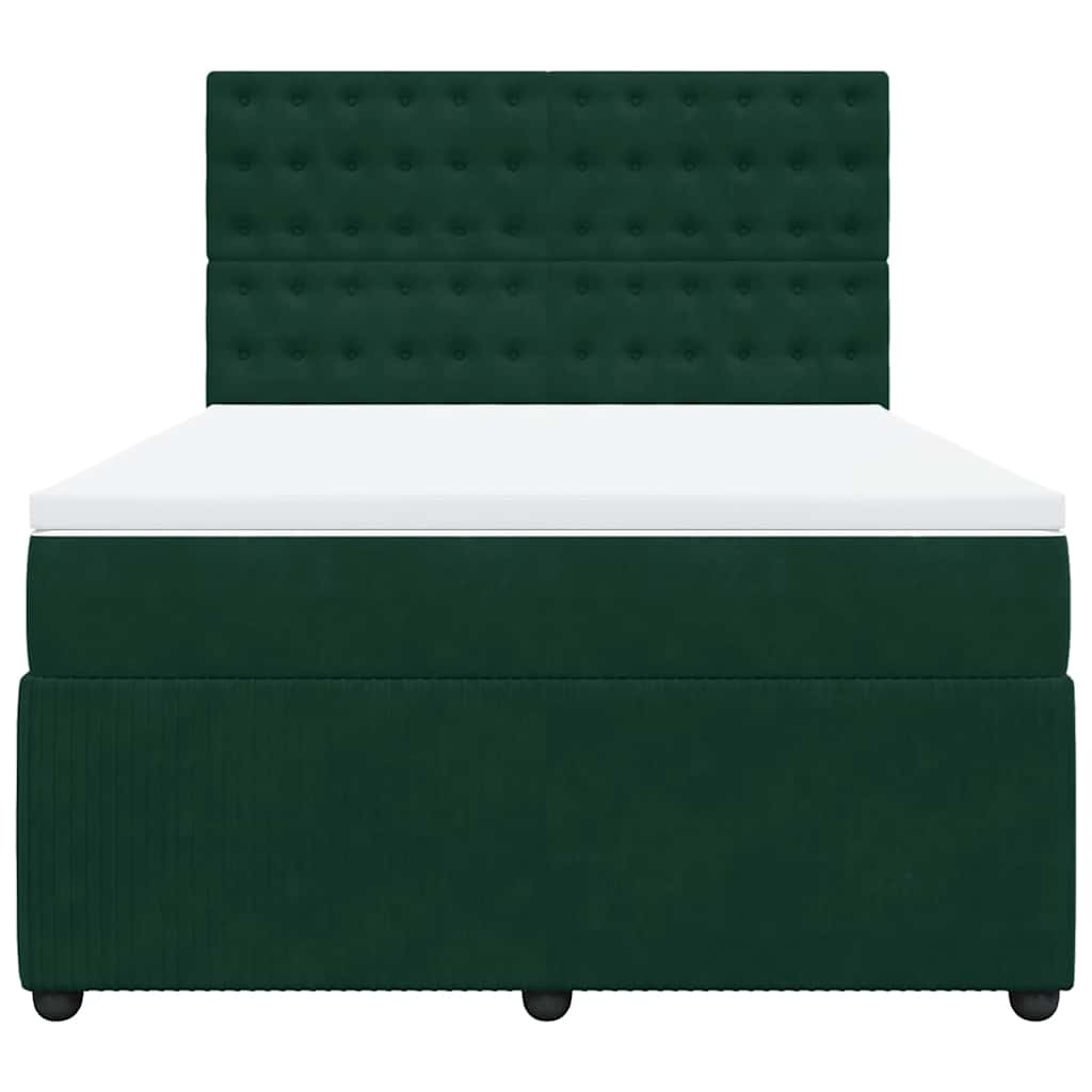 vidaXL Boxspring met matras fluweel donkergroen 160x200 cm groen, foto 4