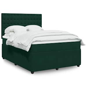Box spring postel s matrací tmavě zelená 160x200 cm samet - obrázek 1