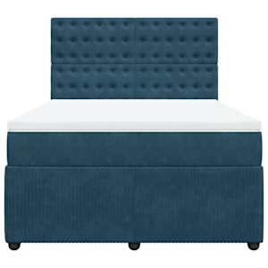 Box spring postel s matrací tmavě modrá 160x200 cm samet - obrázek 4