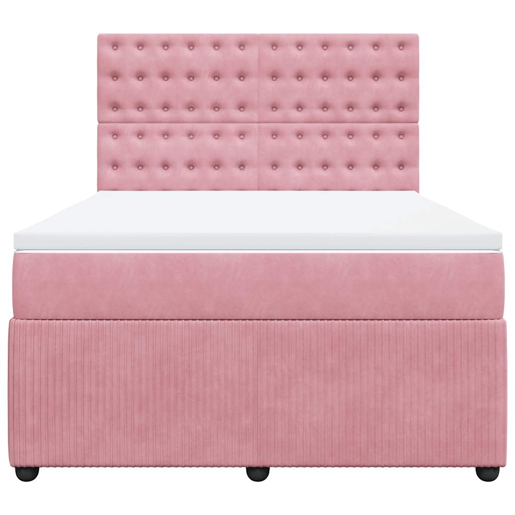vidaXL Boxspring met matras fluweel roze 160x200 cm, foto 4