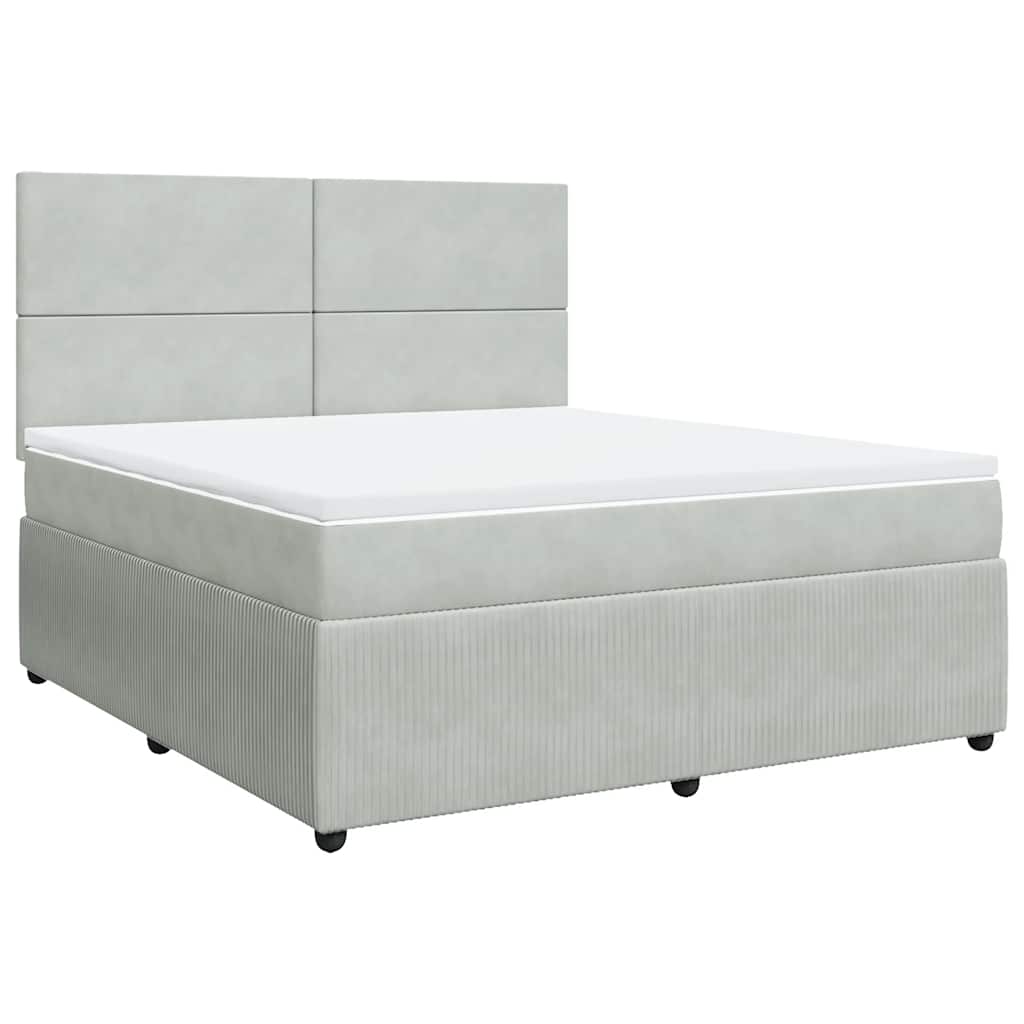 vidaXL Box spring postel s matrací světle šedá 180x200 cm samet