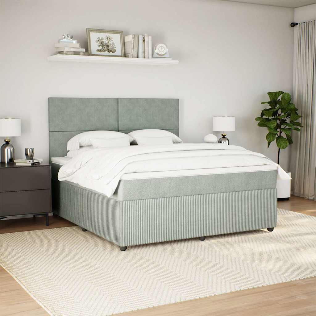 vidaXL Boxspring met matras fluweel lichtgrijs 180x200 cm afbeelding