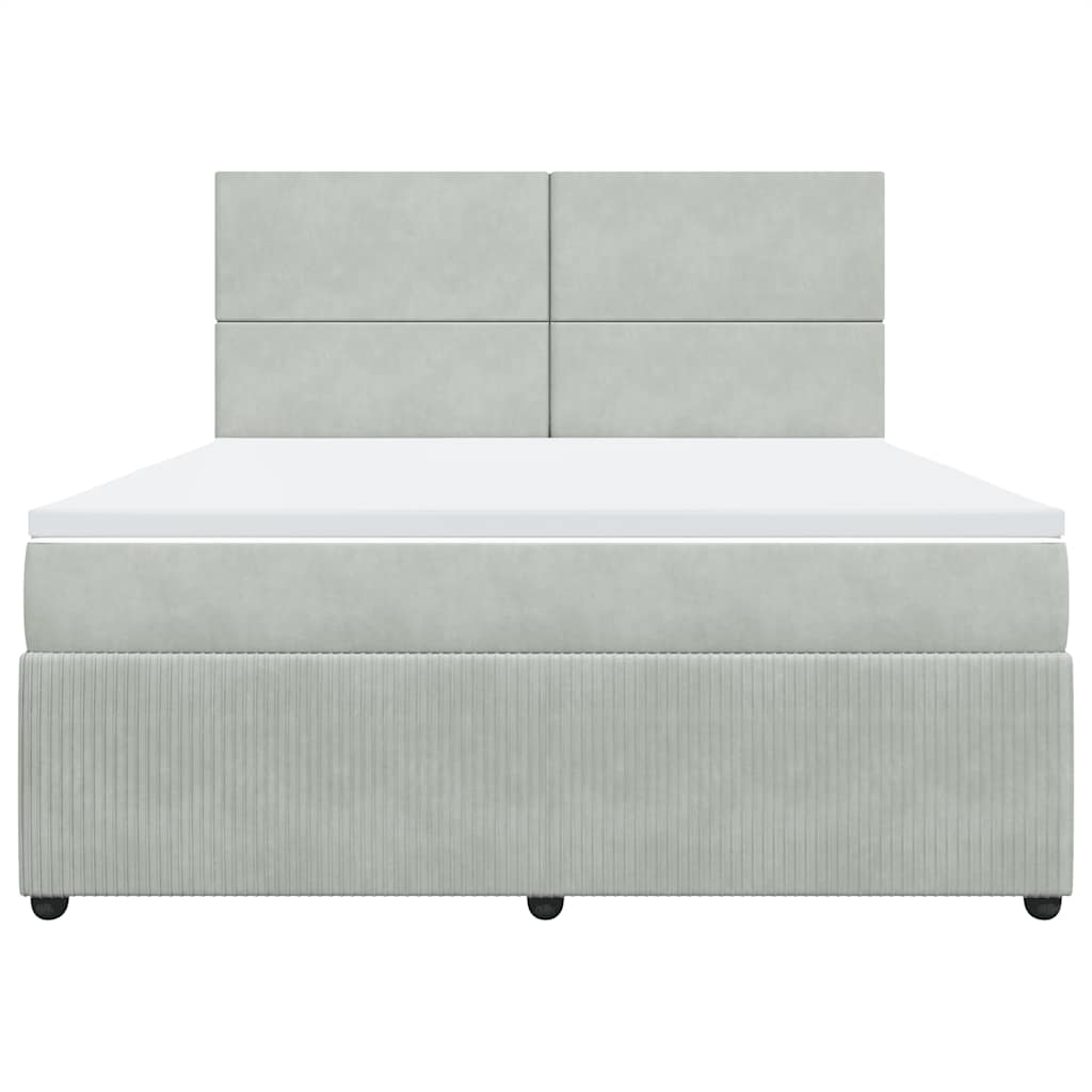 vidaXL Boxspring met matras fluweel lichtgrijs 180x200 cm grijs, foto 4