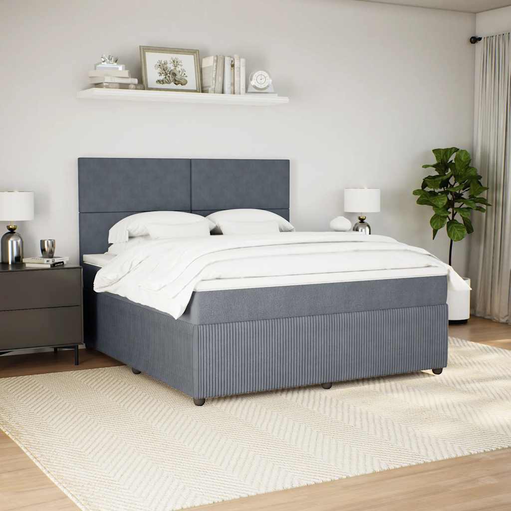 vidaXL Boxspring met matras fluweel donkergrijs 180x200 cm afbeelding