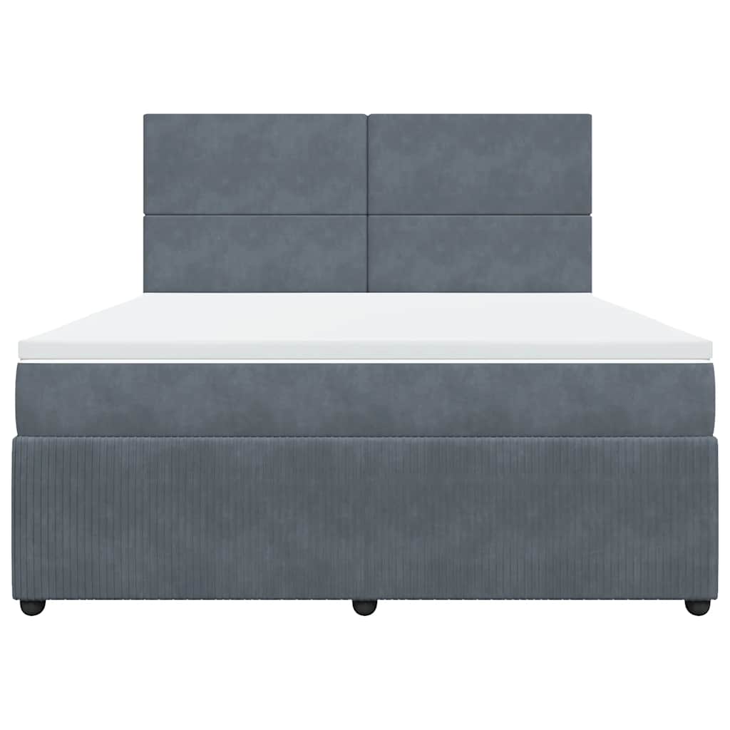 vidaXL Boxspring met matras fluweel donkergrijs 180x200 cm grijs, foto 4