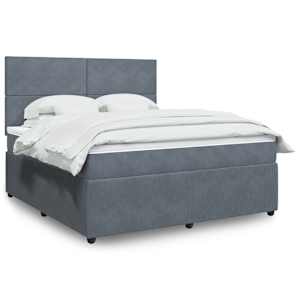 Box spring postelja z vzmetnico temno siva 180x200 cm žamet