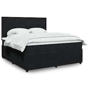 Box spring postelja z vzmetnico črna 180x200 cm žamet