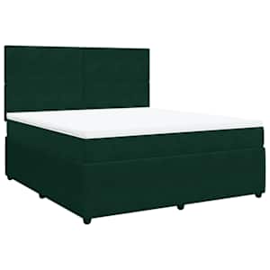 Box spring postel s matrací tmavě zelená 180x200 cm samet - obrázek 2