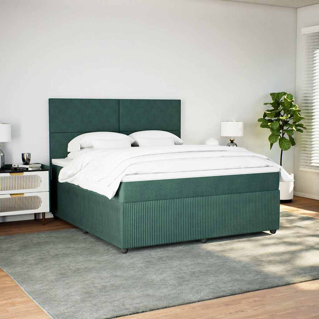 vidaXL Boxspring met matras fluweel donkergroen 180x200 cm afbeelding