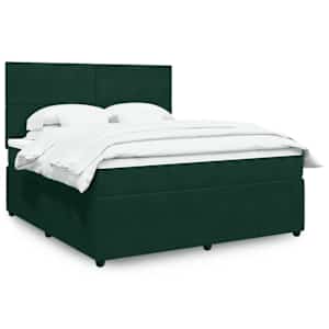 Box spring postelja z vzmetnico temno zelena 180x200 cm žamet