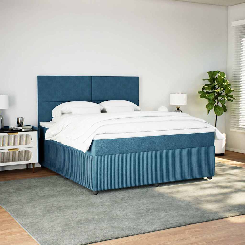 Thumbnail - vidaXL Boxspringbett mit Matratze Dunkelblau 180x200 cm Samt