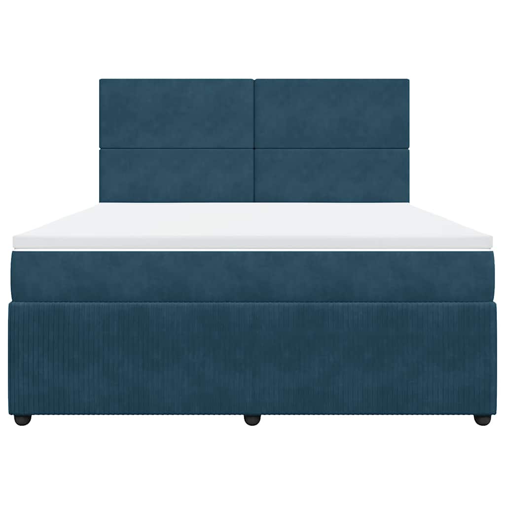 vidaXL Boxspring met matras fluweel donkerblauw 180x200 cm blauw, foto 4