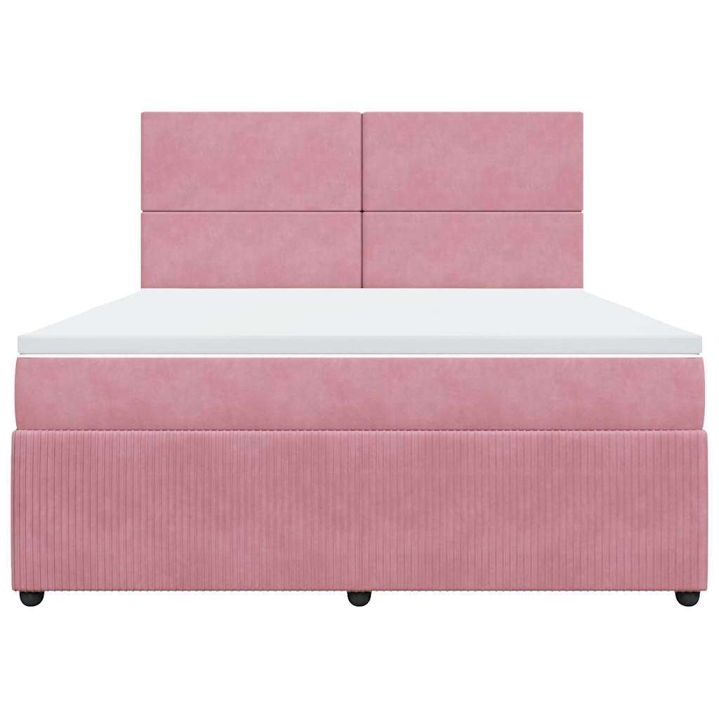 vidaXL Boxspring met matras fluweel roze 180x200 cm, foto 4