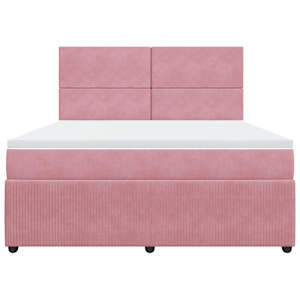Box spring postel s matrací růžová 180x200 cm samet - obrázek 4