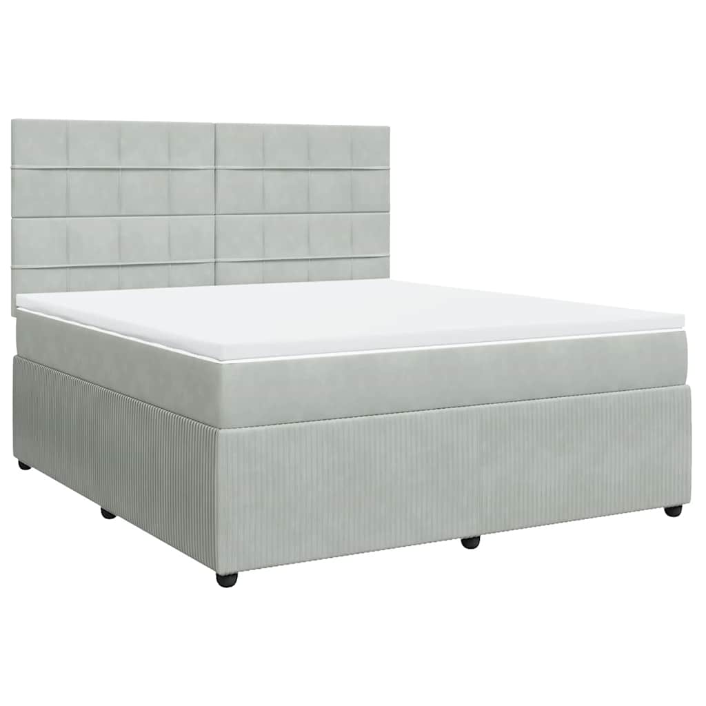 vidaXL Boxspring met matras fluweel lichtgrijs 180x200 cm grijs, foto 3