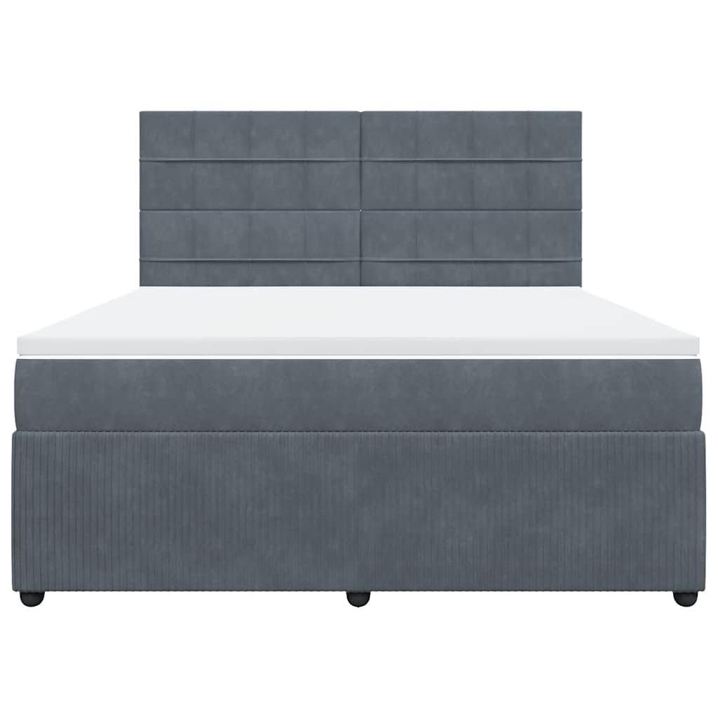 vidaXL Boxspring met matras fluweel donkergrijs 180x200 cm grijs, foto 4