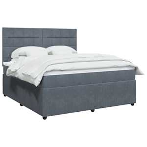 Box spring postelja z vzmetnico temno siva 180x200 cm žamet