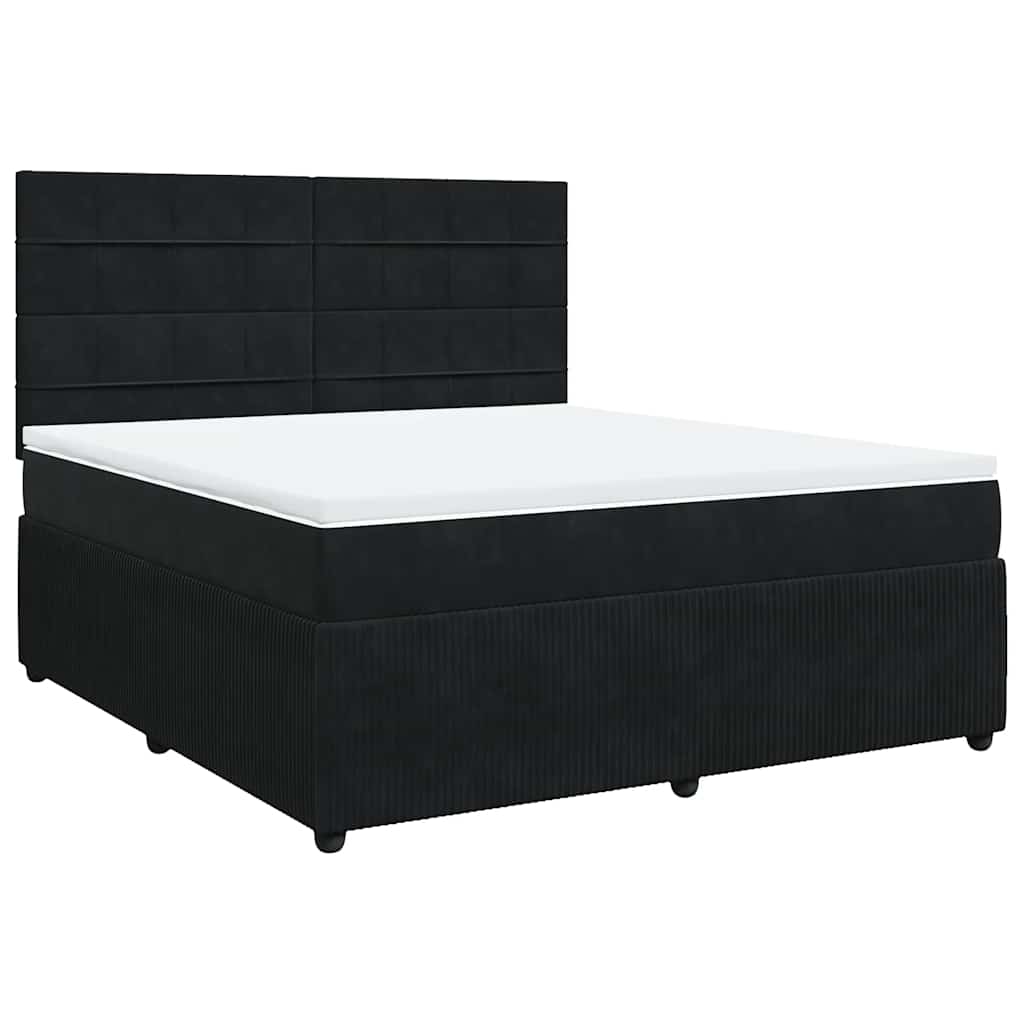 vidaXL Box spring postel s matrací černá 180x200 cm samet
