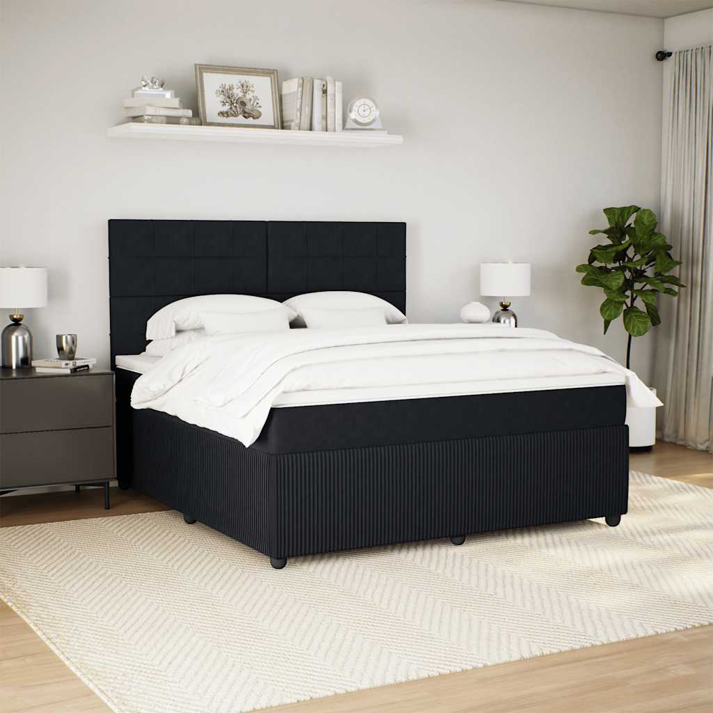 vidaXL Boxspring met matras fluweel zwart 180x200 cm afbeelding