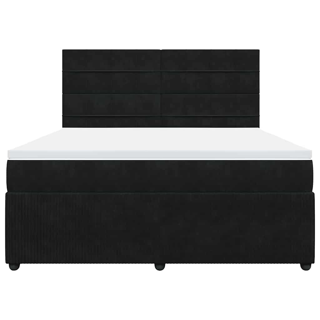 vidaXL Boxspring met matras fluweel zwart 180x200 cm, foto 4