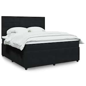 Box spring postelja z vzmetnico črna 180x200 cm žamet