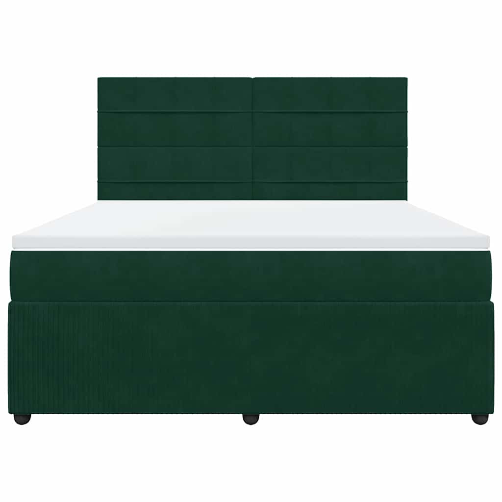 vidaXL Boxspring met matras fluweel donkergroen 180x200 cm groen, foto 4
