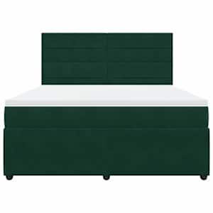 Box spring postel s matrací tmavě zelená 180x200 cm samet - obrázek 4