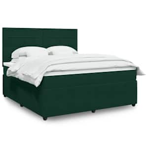 Box spring postelja z vzmetnico temno zelena 180x200 cm žamet