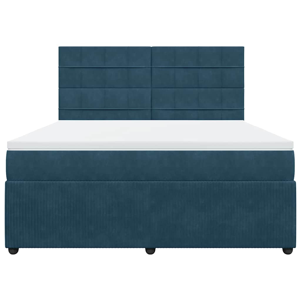 vidaXL Boxspring met matras fluweel donkerblauw 180x200 cm blauw, foto 4