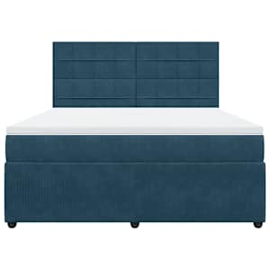 Box spring postel s matrací tmavě modrá 180x200 cm samet - obrázek 4