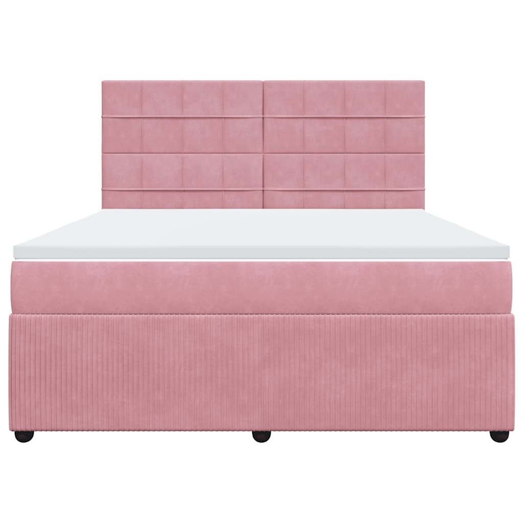 vidaXL Boxspring met matras fluweel roze 180x200 cm, foto 4