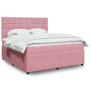 Box spring postel s matrací růžová 180x200 cm samet - obrázek 1