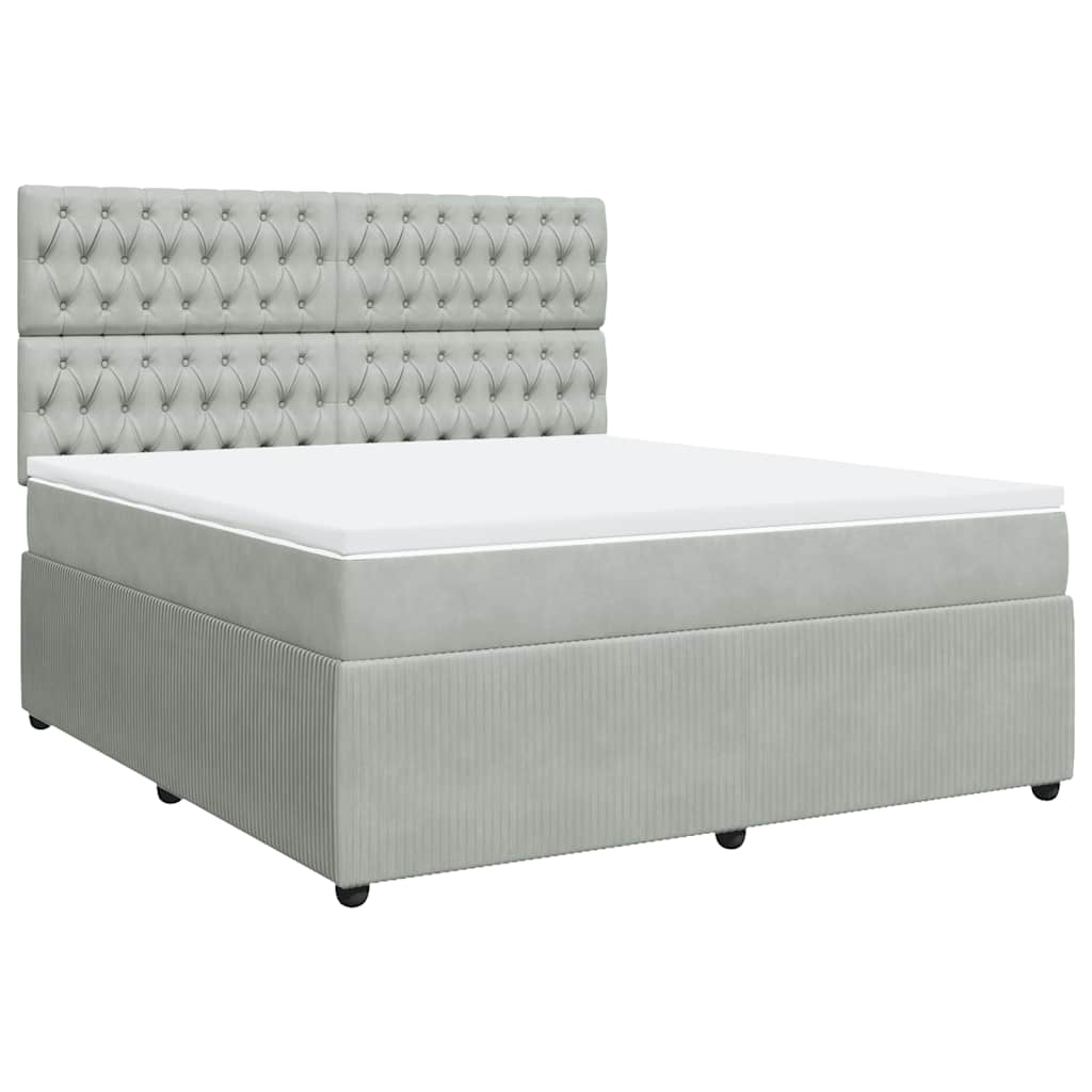 vidaXL Boxspring met matras fluweel lichtgrijs 180x200 cm grijs, foto 3