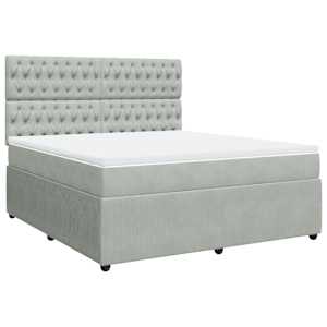 Box spring postel s matrací světle šedá 180x200 cm samet - obrázek 2