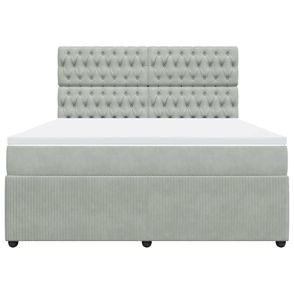 vidaXL Boxspring met matras fluweel lichtgrijs 180x200 cm grijs, foto 4