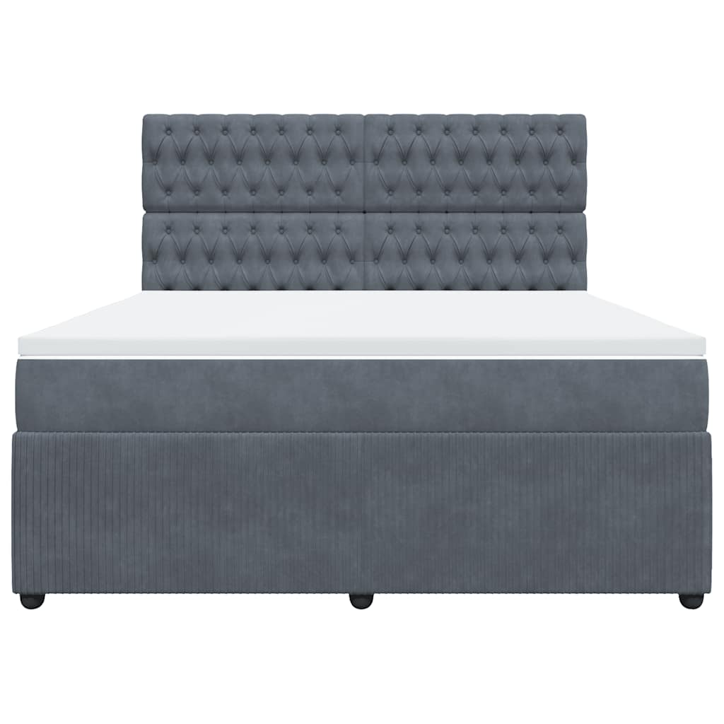 vidaXL Boxspring met matras fluweel donkergrijs 180x200 cm grijs, foto 4