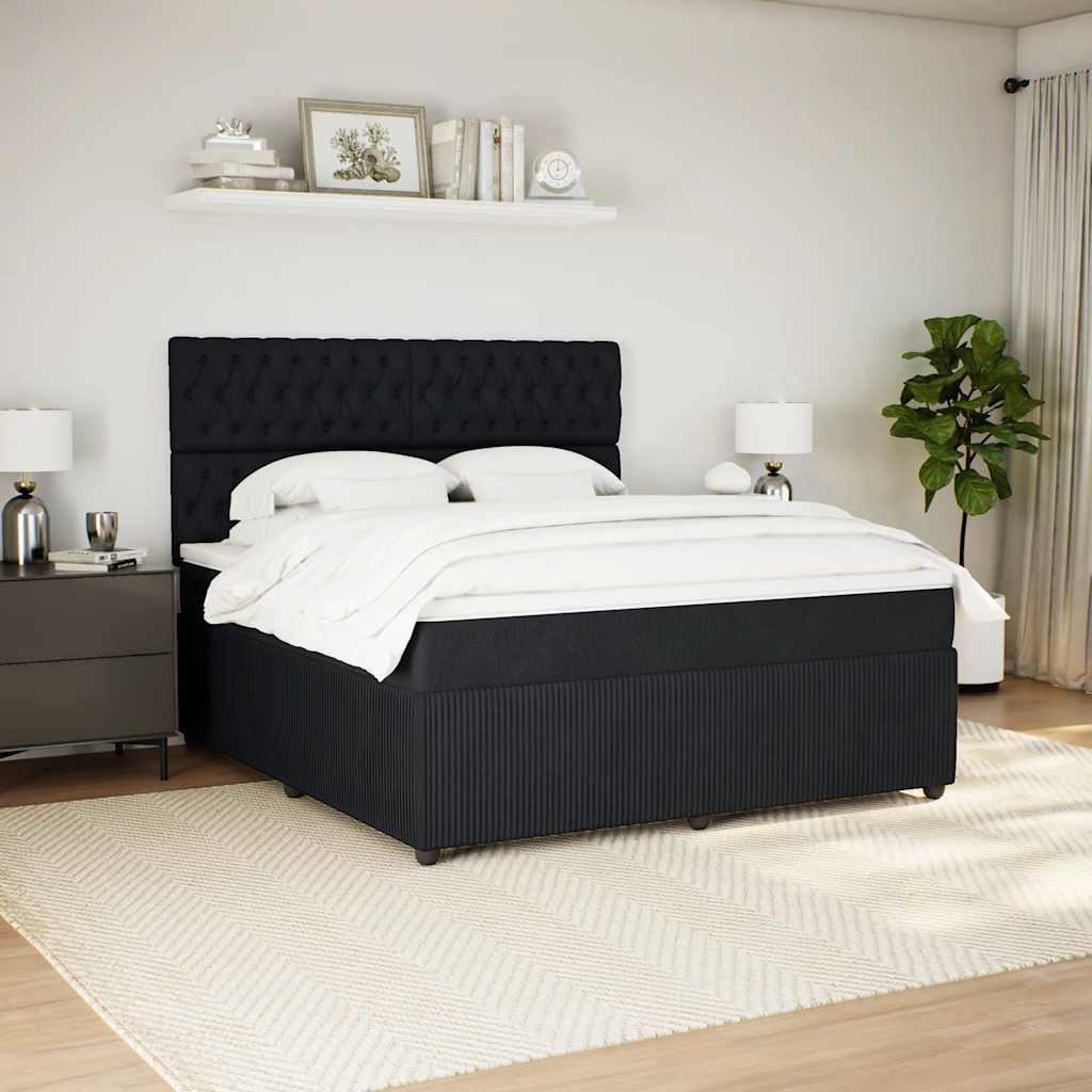 Thumbnail - vidaXL Boxspringbett mit Matratze Schwarz 180x200 cm Samt