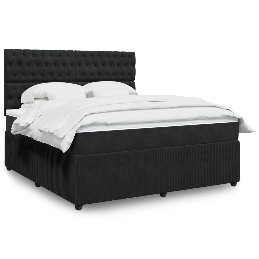 Boxspringbett mit Matratze Schwarz 180×200 cm Samt