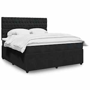 Box spring postelja z vzmetnico črna 180x200 cm žamet