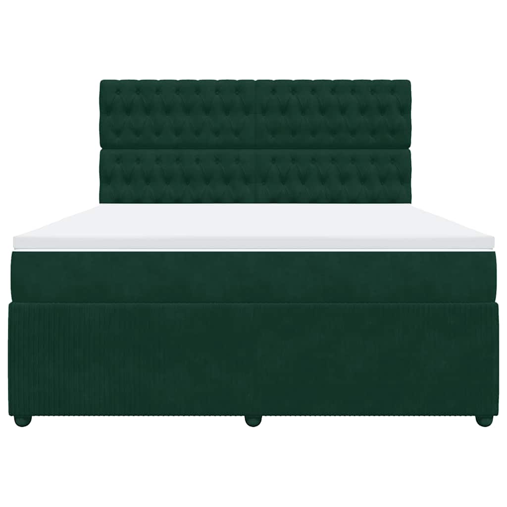 vidaXL Boxspring met matras fluweel donkergroen 180x200 cm groen, foto 4